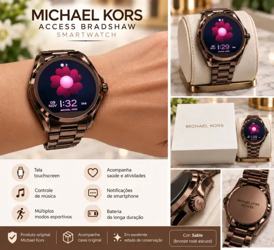 Smartwatch Michael Kors Access Bradshaw MKT5007 Sable - Nunca Usado + Caixa + carregador