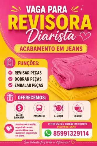 Vaga pra revisora diarista 