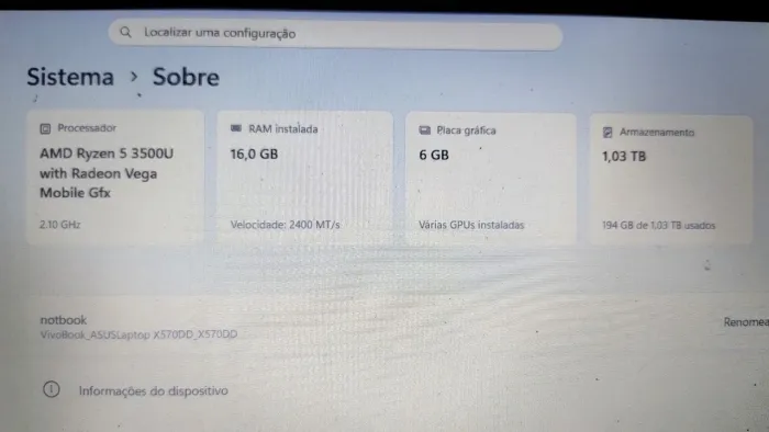 Notebook ASUS
