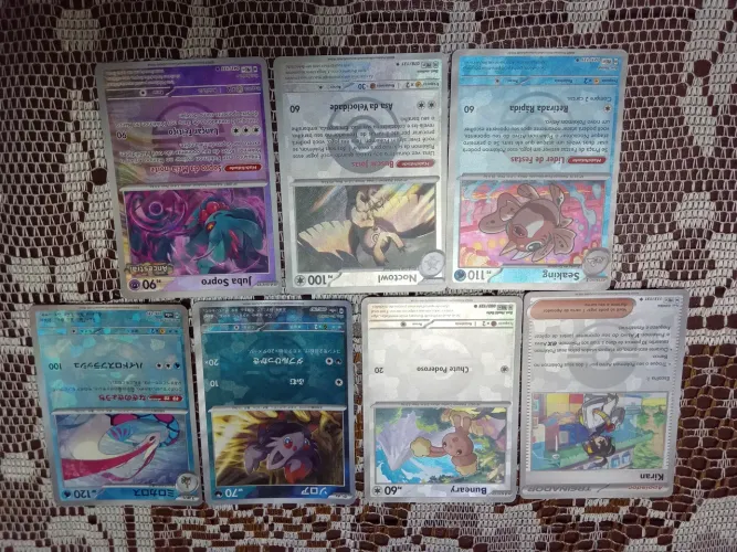 7 cartas Pokémon tcg foil pokebola japonesas e em português 