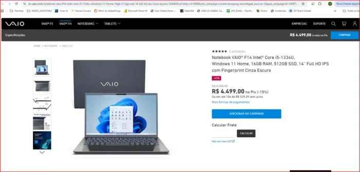 Notebook vaio 