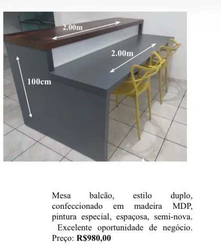 Balcão de Atendimento em MDF - Excelente Estado