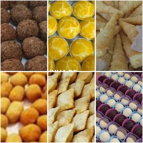 Doces e salgados 75,00 cento
