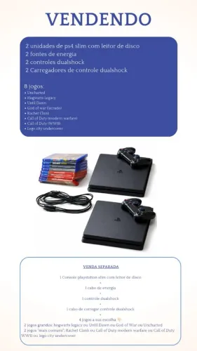 Playstation 4 slim ps4 controles e jogos 1tb