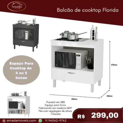 Balcão de Cooktop Florida, a pronta entrega