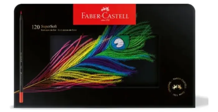 Lápis de Cor Faber-Castell SuperSoft 120 Cores - Estojo de Lata
