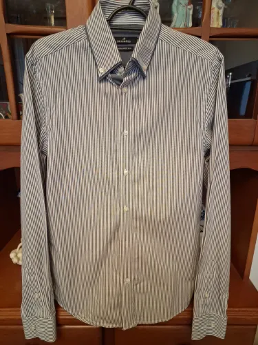 Camisa social masculina manga longa, listrada, tamanho PP/1 - Business