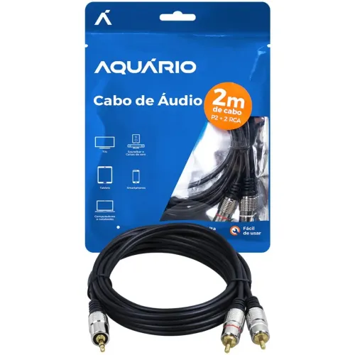 Cabo de Áudio P2 para RCA Aquário 