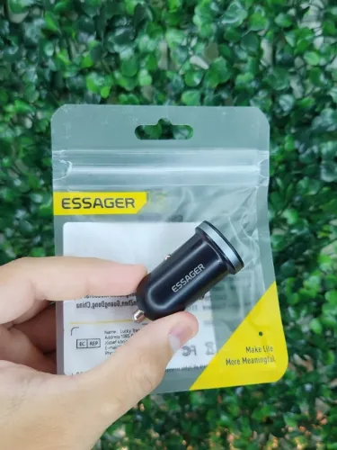 Carregador Veicular Turbo 30w Essager - Com duas Saídas USB e Tipo C