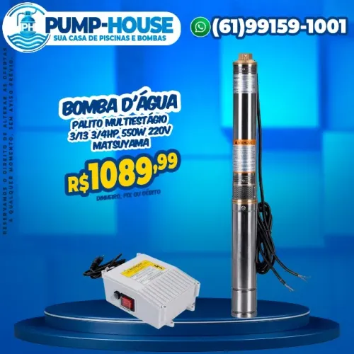 Bomba D'água Palito Multiestágio 3/13 3/4Hp 550W 220v Matsuyama