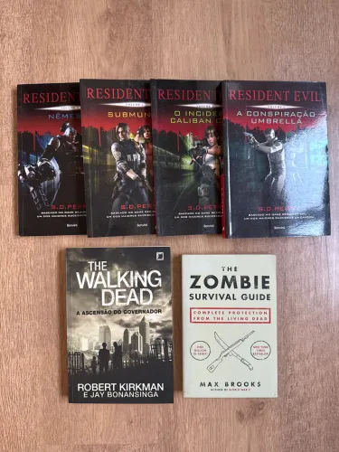 Lote de Livros sobre Zumbi (Resident Evil, The Walking Dead)