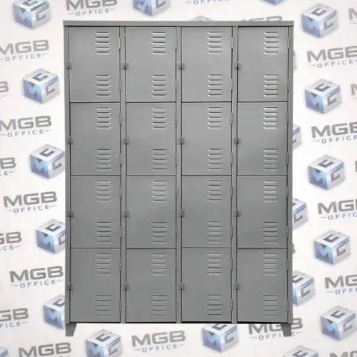 Roupeiro de Aço com 16 Portas Pequenas-1,96x1,23x0,36cm-Estrutura CH#26 Porta CH#22 CINZA!