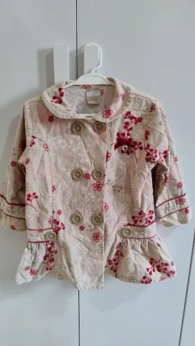 Casaco Infantil Milon Veludo Cotelê Floral - Tamanho 3