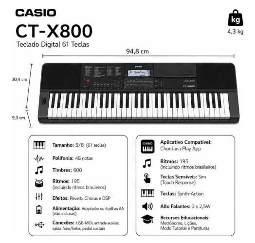Teclado Casio CTx800