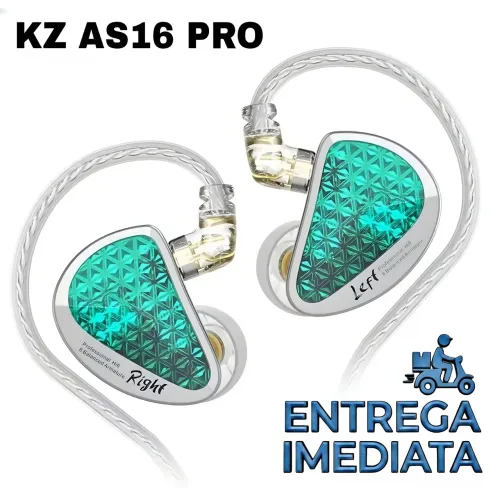 Fone KZ AS16 PRO Original Hi-Fi 16BA Monitor Profissional - Novo Caixa Lacrada