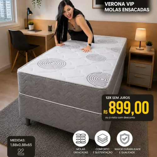 PROMOÇÃO URGENTE - Cama SOLTEIRO com MOLAS ENSACADAS Verona Vip Disponível