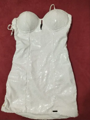 Vestido paetê branco Planet Girls P/m