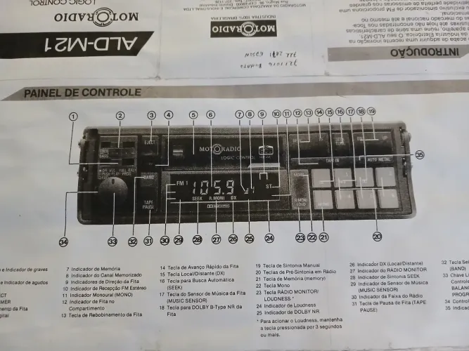 Manual rádio toca fitas motoradio