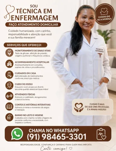 Enfermagem a domicílio/cuidadora infantil e adulto 
