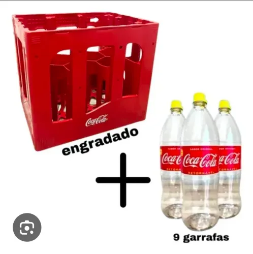 Caixa de Coca Cola retornável + 9 garrafas 2L