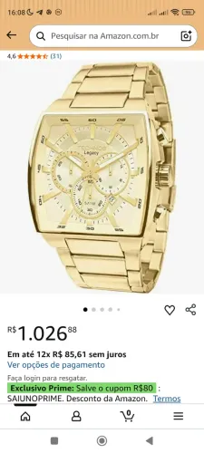 Relógio legacy technos masculino semi novo 