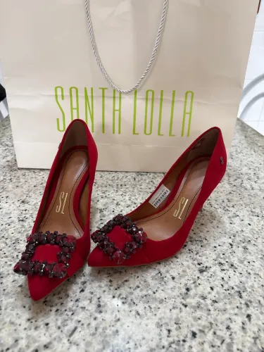 Sapato feminino salto alto vermelho 