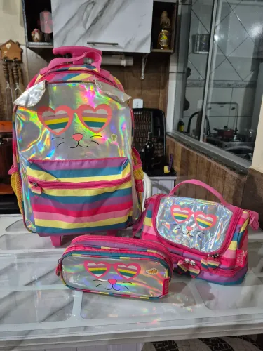 Kit Mochila Infantil Feminina Guelph Resistente rosa