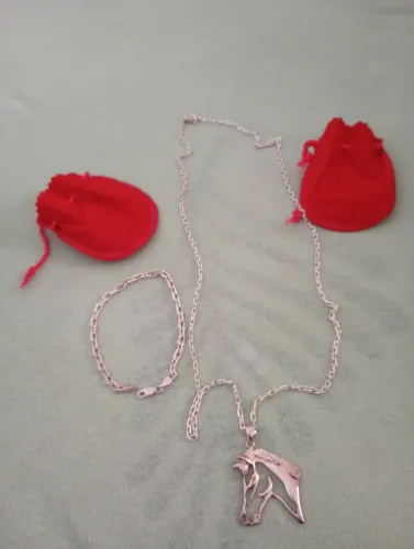Cordão e pulseira masculina de prata 950