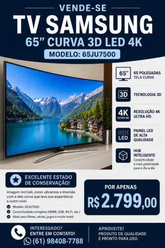TV Samsung 65' Smart 3D LED 4K Curved