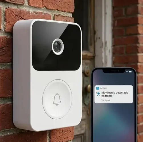 Campainha inteligente Wi-Fi recarregável com monitoramento HD 24 horas