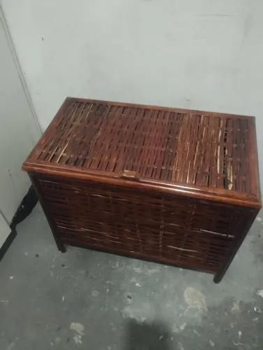 Baú caixa organizadora palha.