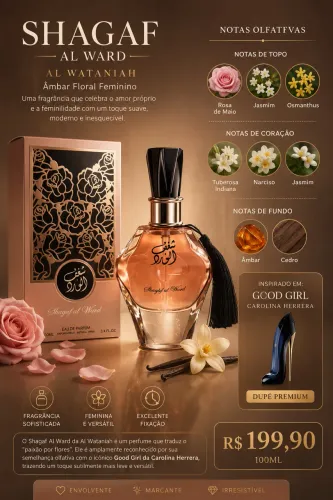 Perfume árabe SHAGAF - AL WARD - AL WATANIAH 100 ml