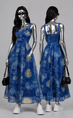 Vestido Midi Estampa "A Noite Estrelada" Van Gogh - Shein (Usado 1x)