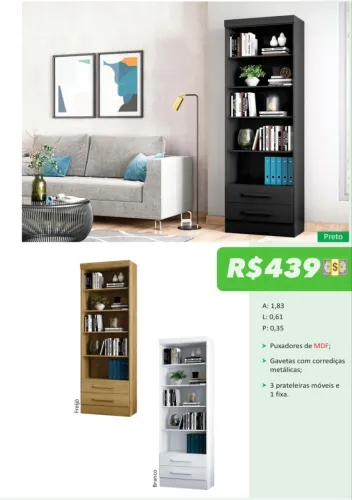 Livreiro com Gavetas
