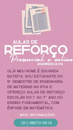 Aulas de reforço - Ananindeua/Pa