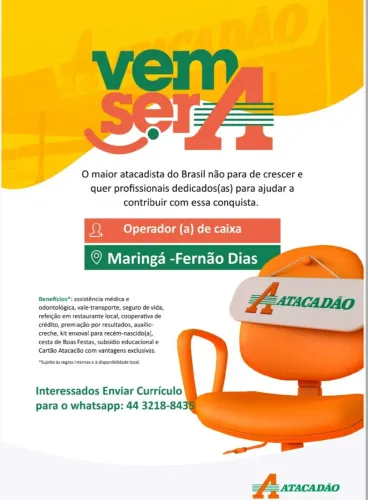Diversas vagas Atacadão, currículos pelo whats  443218-8435