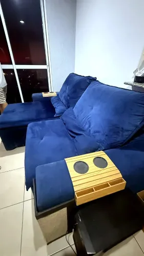? Sofá Retrátil e Reclinável Azul - Muito Confortável - Excelente Estado