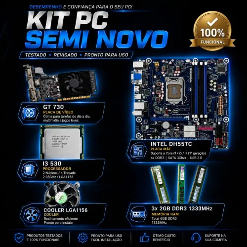 Kit PC Intel DH55TC, i3 530, GT 730, 3x 2GB 1333, Cooler DEX