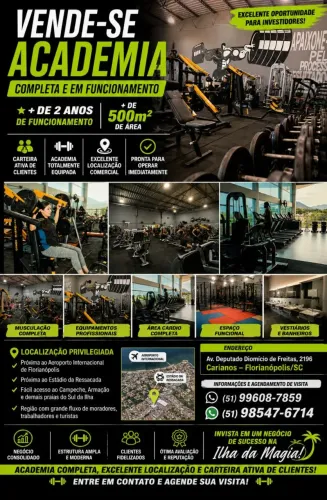 VENDE-SE ACADEMIA COMPLETA -FLORIANOPOLIS-SC excelente oportunidade de investimento