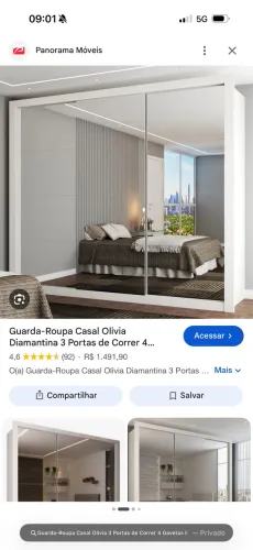 Guarda roupa casal com espelho