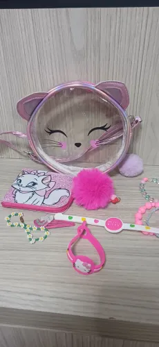 bolsa infantil transparente com estampa de gatinha Marry