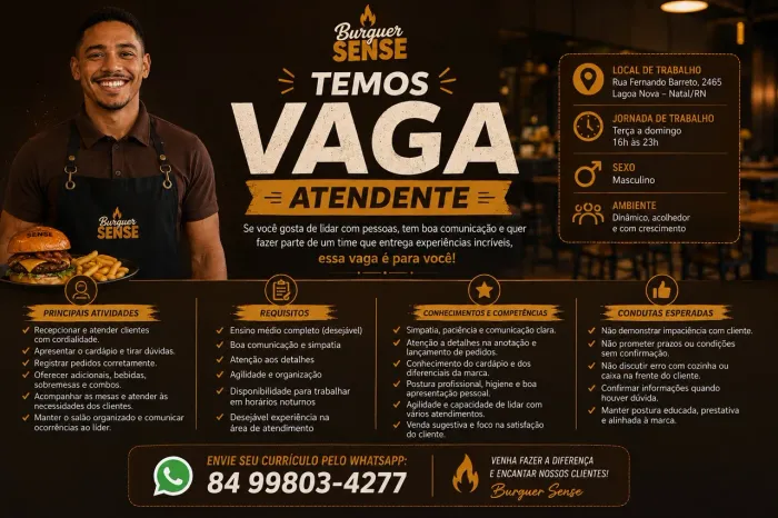 Atendente hamburgueria 