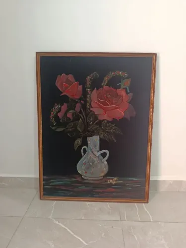 Quadro decorativo vintage em camurça.