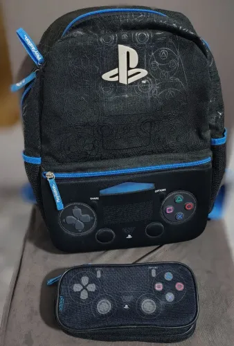 Kit Mochila infantil Playstation + estojo