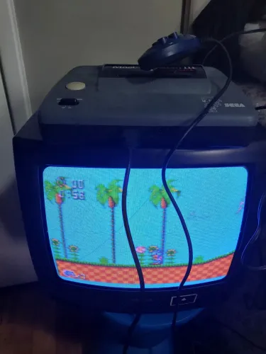 Master system 3 compact com sonic na memória e controle original tectoy botão pause ruim