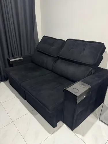 Sofá Retrátil e Reclinável 2 Lugares Preto