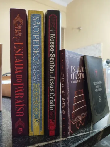 kit com 3 livros da minha biblioteca católica (st pedro, a paixão e escada do paraíso )