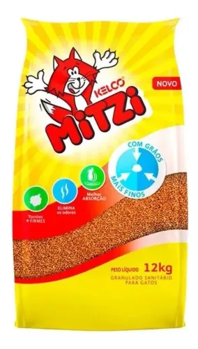 Areia Higiênica para Gatos Mitzi Kelco 12kg - Nova