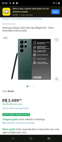 S 22 ultra 256 gigas 12 de ram