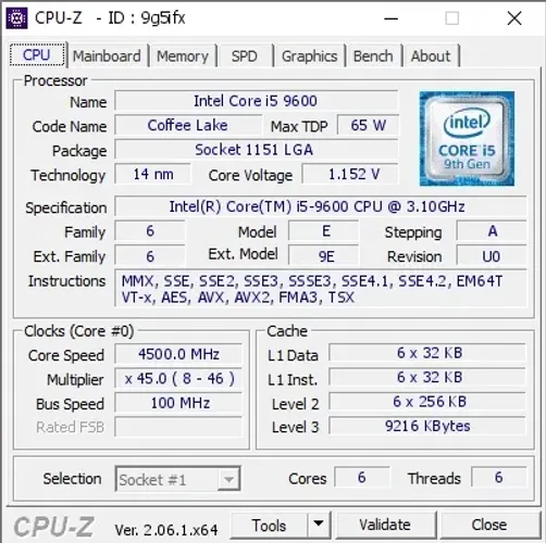 Processador i5 9600